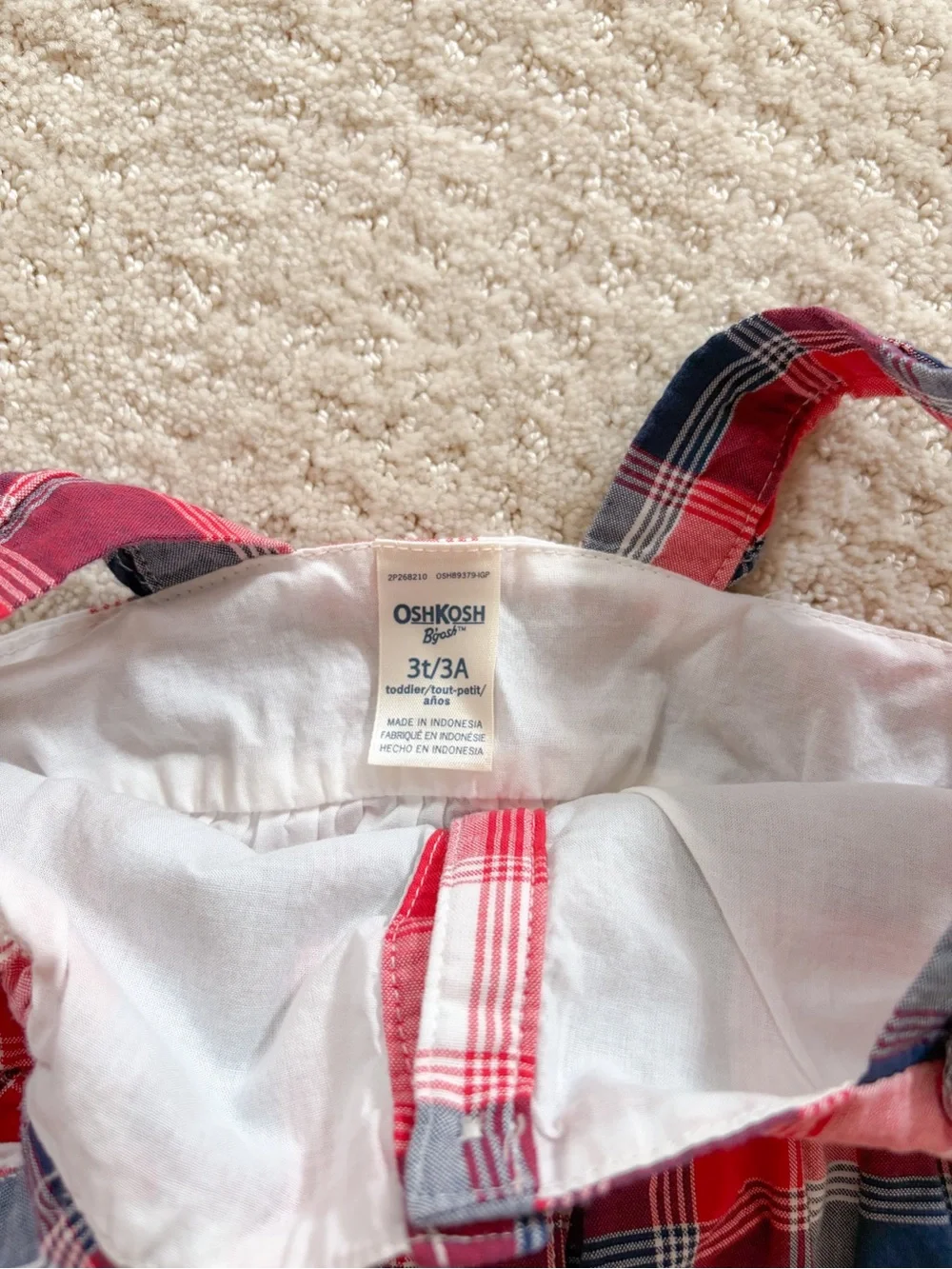 OshKosh B'gosh Red, Navy & White Plaid Button-Front Skirted Dress
